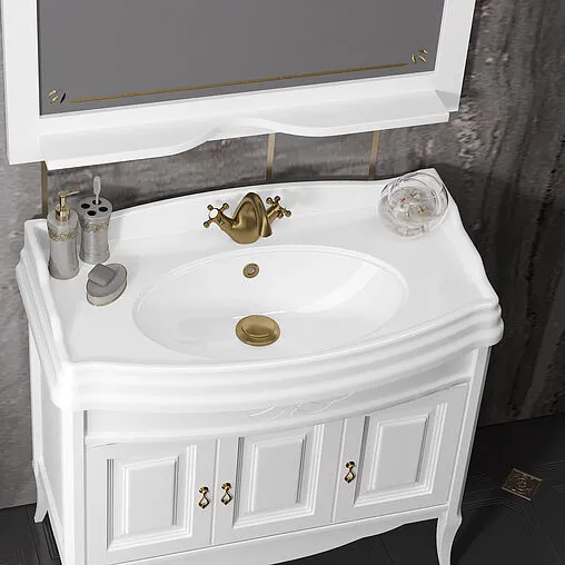 Тумба-умывальник напольный Opadiris Лоренцо 100 белый матовый Z0000008219+030400-u-01