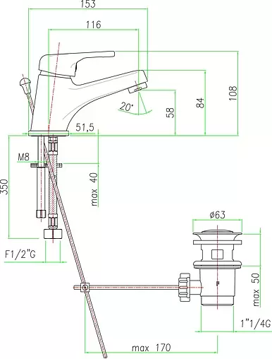 Смеситель для раковины Fiore Mistral хром 42CR2710