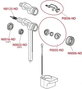 Заливной клапан для бачка ⅜" пластик боковой AlcaPlast A15-⅜" Заливной клапан для бачка ⅜" пластик боковой AlcaPlast A15-⅜", 3