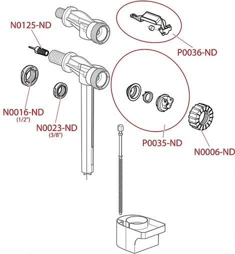 Заливной клапан для бачка ⅜" пластик боковой AlcaPlast A15-⅜"