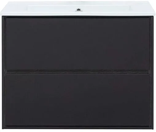 Тумба-умывальник подвесная Aquanet Милан 80 чёрный глянец 00269303+640344