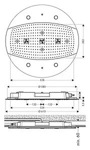 Лейка верхнего душа с подсветкой Hansgrohe Raindance Rainmaker 600 3jet хром 28404000 Лейка верхнего душа с подсветкой Hansgrohe Raindance Rainmaker 600 3jet хром 28404000, 2