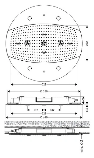 Лейка верхнего душа с подсветкой Hansgrohe Raindance Rainmaker 600 3jet хром 28404000