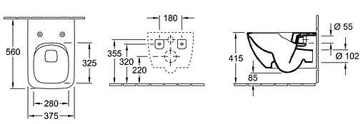 Унитаз подвесной безободковый Villeroy&amp;Boch Venticello CeramicPlus альпийский белый 4611R0R1