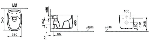 Унитаз подвесной безободковый VitrA Plural Rim-Ex черный матовый 7830B483-0075