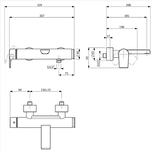 Смеситель для ванны Villeroy&amp;Boch Liberty хром TVT10700100061