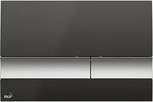 Клавиша смыва для унитаза AlcaPlast M1728-2 кнопки/хром матовый, панель/черный, 1