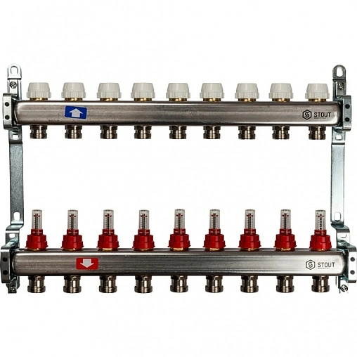 Группа коллекторная с расходомерами 9 отводов 1&quot;в/в x ¾&quot;ек Stout SMS 0917 000009