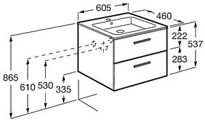 Тумба-умывальник подвесная Roca Victoria 60 орех A857468517+32799E000, 2