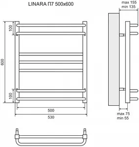 Полотенцесушитель водяной лесенка Lemark Linara П7 500x600 полированная сталь LM04607 Полотенцесушитель водяной лесенка Lemark Linara П7 500x600 полированная сталь LM04607, 2