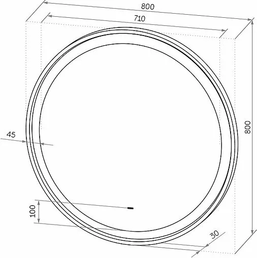 Зеркало с подсветкой Continent Planet black Led 80 с бесконтактным сенсором чёрный ЗЛП684