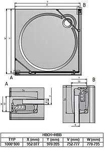 Душевое ограждение 1000x800мм прозрачное стекло Roltechnik Hitech Line HBO1+HBB/1000*800 284-1000000-06-02+286-8000000-06-02 Душевое ограждение 1000x800мм прозрачное стекло Roltechnik Hitech Line HBO1+HBB/1000*800 284-1000000-06-02+286-8000000-06-02, 3