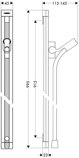 Душевая штанга Hansgrohe Unica E 90 хром/белый 27640400