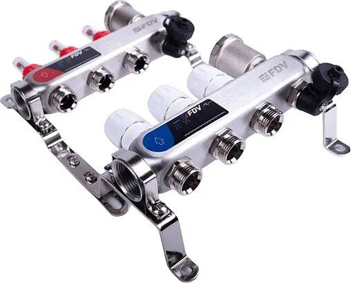 Группа коллекторная с расходомерами 3 отвода 1&quot;в/в x ¾&quot;ек FDV S1103C-2/3