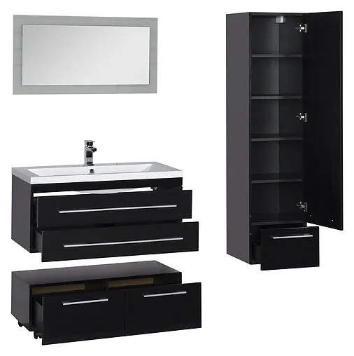 Шкаф-пенал подвесной Aquanet Нота 40 R чёрный 00168883