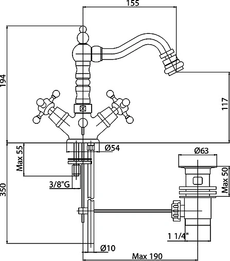 Смеситель для биде Cezares Golf хром GOLF-BS2-01