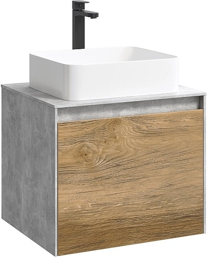 Тумба под умывальник подвесная Aqwella Mobi 60 бетон светлый MOB0106BS