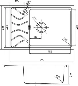 Мойка кухонная IDDIS Reeva 65 R хром REE71SRi77K, 2