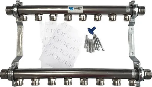 Группа коллекторная распределительная 8 отводов 1&quot;н/н x ¾&quot;ек Watts HLV2000 VA 10080780