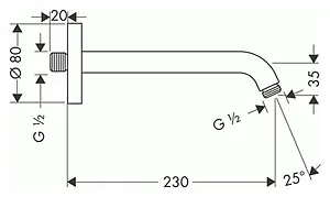Держатель верхнего душа на стену Hansgrohe хром 27412000, 2