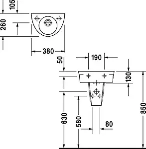 Раковина Duravit Starck 2 38 белый 0761380000, 2