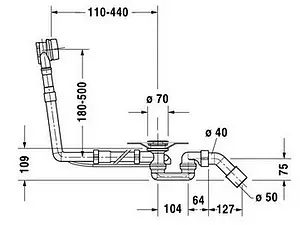 Слив-перелив для ванны Duravit Quadroval хром 790289000001000, 2