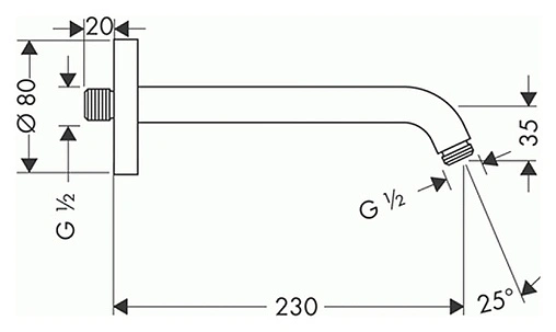 Держатель верхнего душа на стену Hansgrohe хром 27412000