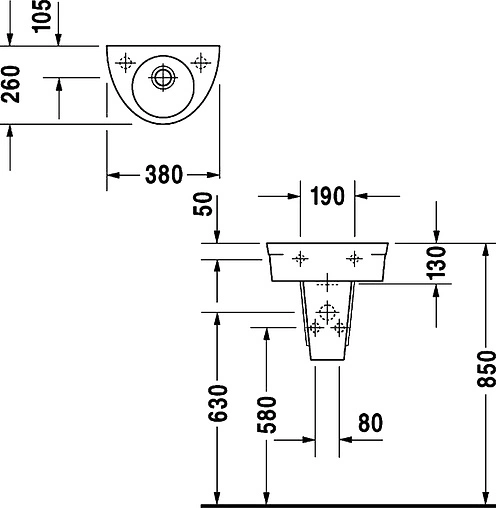 Раковина Duravit Starck 2 38 белый 0761380000