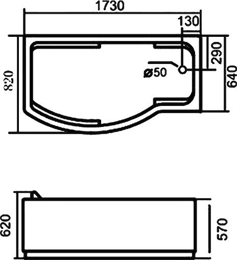Ванна акриловая Gemy 173x83 R G9010 E R