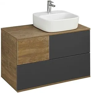 Тумба-умывальник подвесная Aquaton Терра 85 дуб кантри/антрацит 1A2472K3TEKA0, 1