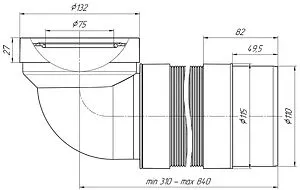 Гофра для унитаза Ани Пласт 90° 310-840мм K722R Гофра для унитаза Ани Пласт 90° 310-840мм K722R, 2