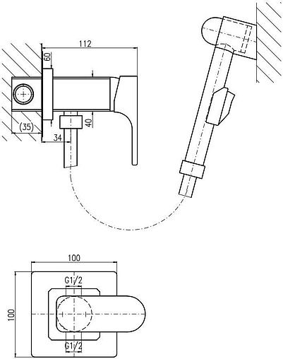 Гигиенический душ со смесителем Rav Slezak Yukon хром/белый YU147/1CB