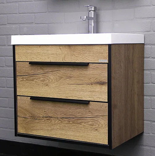 Тумба-умывальник подвесной Домино Alfa 60 дуб галифакс табак DA6102T+4670142930044