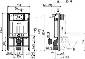 Инсталляция для подвесного унитаза AlcaPlast Renovmodul Slim AM1115/1000 Инсталляция для подвесного унитаза AlcaPlast Renovmodul Slim AM1115/1000, 2
