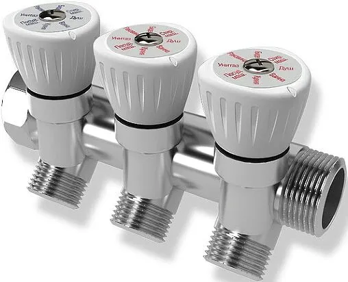 Коллектор регулирующий проходной 3 отвода ¾&quot;в/н x ½&quot;к Royal Thermo Optimal RTO 62.003