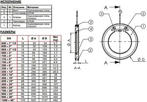 Клапан обратный поворотный одностворчатый межфланцевый Ду125 Ру16 Tecofi CB5440-0125 Клапан обратный поворотный одностворчатый межфланцевый Ду125 Ру16 Tecofi CB5440-0125, 2