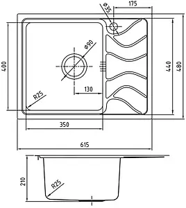 Мойка кухонная IDDIS Reeva 65 L хром REE61SLi77K, 2