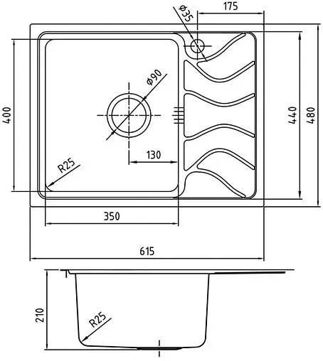 Мойка кухонная IDDIS Reeva 65 L хром REE61SLi77K