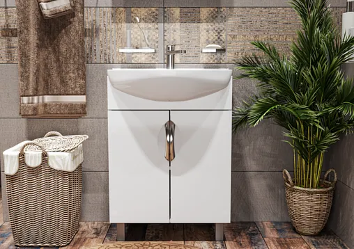 Тумба под умывальник напольная Айсберг Амур 60 белый DA2403T