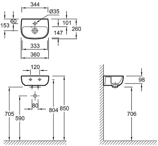 Раковина Jacob Delafon Odeon Up 36 белый E4761-00