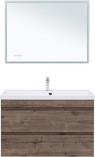 Тумба под умывальник подвесная Aquanet Нота New 100 дуб веллингтон/табак 00334194