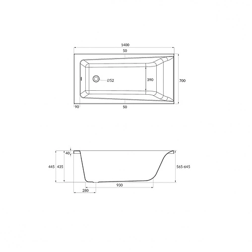 Ванна акриловая Cersanit Lorena 140x70 63345
