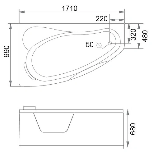 Ванна акриловая с гидромассажем Gemy 171x99 L G9046 II B L