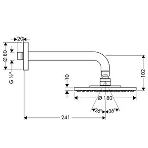 Лейка верхнего душа с настенным креплением Hansgrohe Raindance S 180 1jet хром 27476000 Лейка верхнего душа с настенным креплением Hansgrohe Raindance S 180 1jet хром 27476000, 2