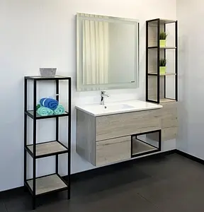 Тумба-умывальник подвесной Comforty Мальме 90 дуб дымчатый/чёрный 00-00004200CF, 5