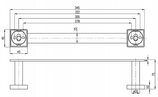 Полотенцедержатель Villeroy&amp;Boch Elements-Striking хром TVA15200900061