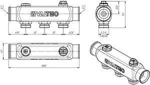 Коллектор распределительный проходной 3 отвода 1"в/в x ¾"ек Valtec VTc.505.SS.060503 Коллектор распределительный проходной 3 отвода 1"в/в x ¾"ек Valtec VTc.505.SS.060503, 2