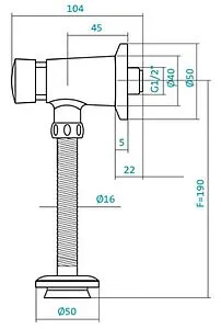 Кран для писсуара нажимной Santek хром глянцевый 1WH302089 Кран для писсуара нажимной Santek хром глянцевый 1WH302089, 2