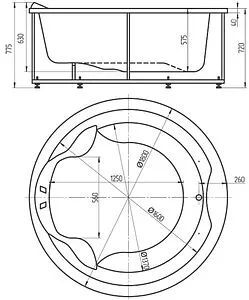 Ванна акриловая отдельностоящая Aquatek Аура D=180 с фронтальной панелью с каркасом (вклеенный) AUR180-0000033 Ванна акриловая отдельностоящая Aquatek Аура D=180 с фронтальной панелью с каркасом (вклеенный) AUR180-0000033, 2
