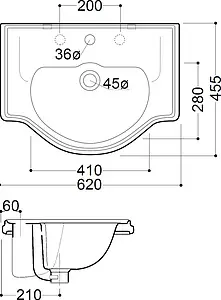 Раковина Kerasan Retro 62 белый 103001*1 Раковина Kerasan Retro 62 белый 103001*1, 2